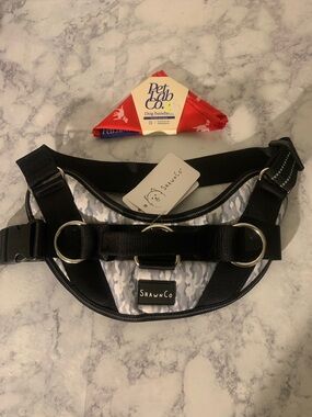 Black No-Pull Dog Harness with Reflective Trim